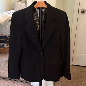 CAbi Black Single-Button Blazer with Chain-Print Lining